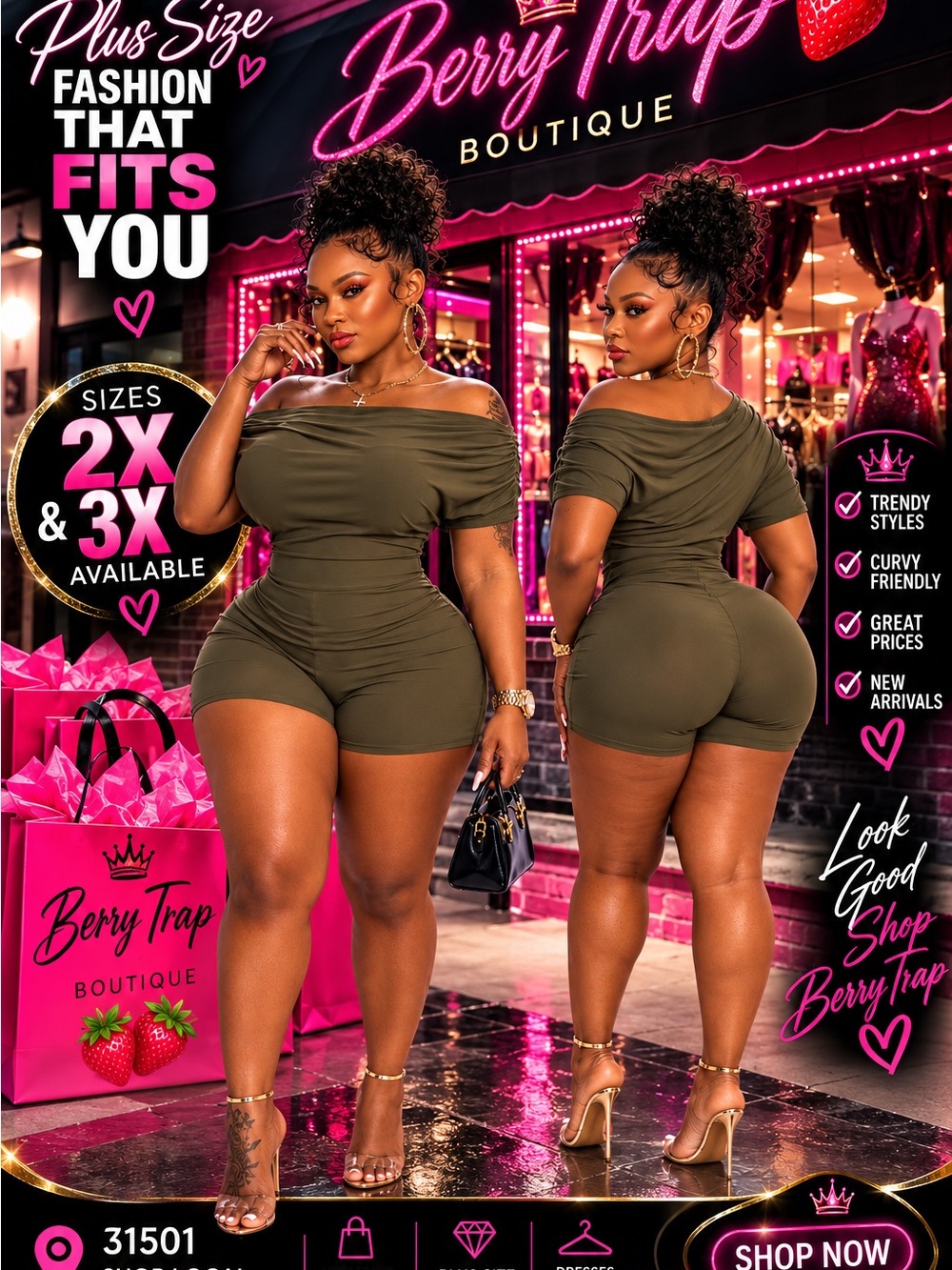 Fashion Nova Olive Green Off-Shoulder Camisole Romper